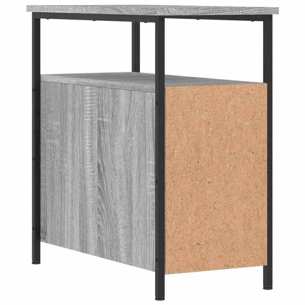 Bedside Cabinets 2 pcs Grey Engineered Wood Bedroom Storage Tables Nightstand