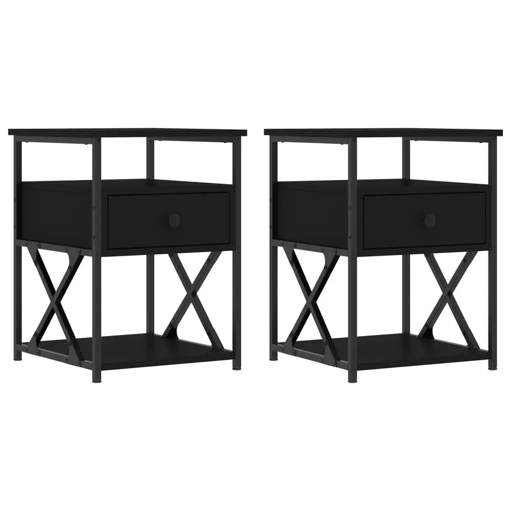 Bedside Cabinets 2 pcs Black 40x42x55 cm Storage Nightstand Bedroom Furniture