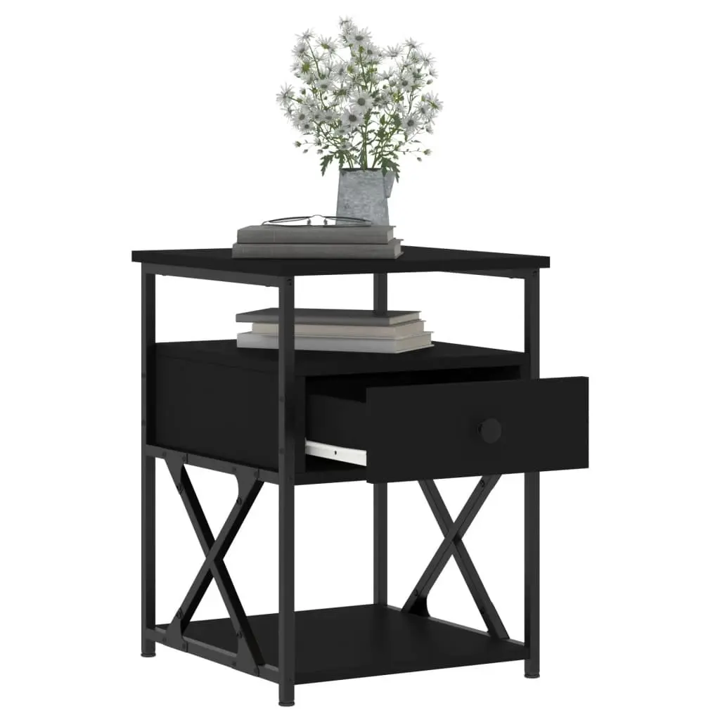 Bedside Cabinets 2 pcs Black 40x42x55 cm Storage Nightstand Bedroom Furniture