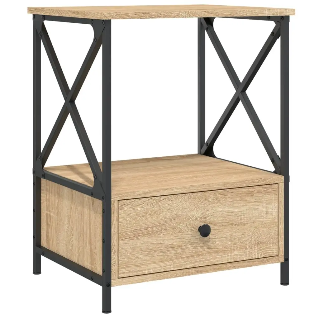 Bedside Tables Engineered Wood Iron Frame 50x41x65 cm Brown 2 pcs