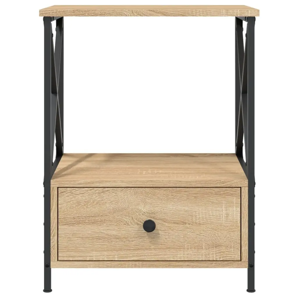 Bedside Tables Engineered Wood Iron Frame 50x41x65 cm Brown 2 pcs