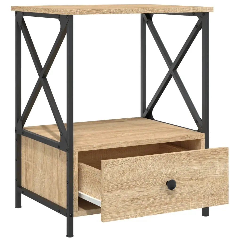 Bedside Tables Engineered Wood Iron Frame 50x41x65 cm Brown 2 pcs
