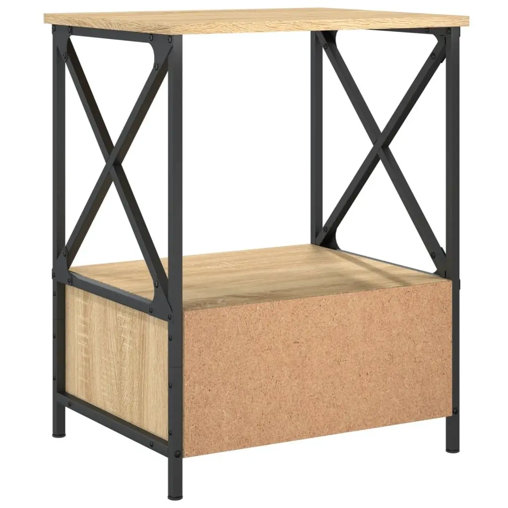 Bedside Tables Engineered Wood Iron Frame 50x41x65 cm Brown 2 pcs
