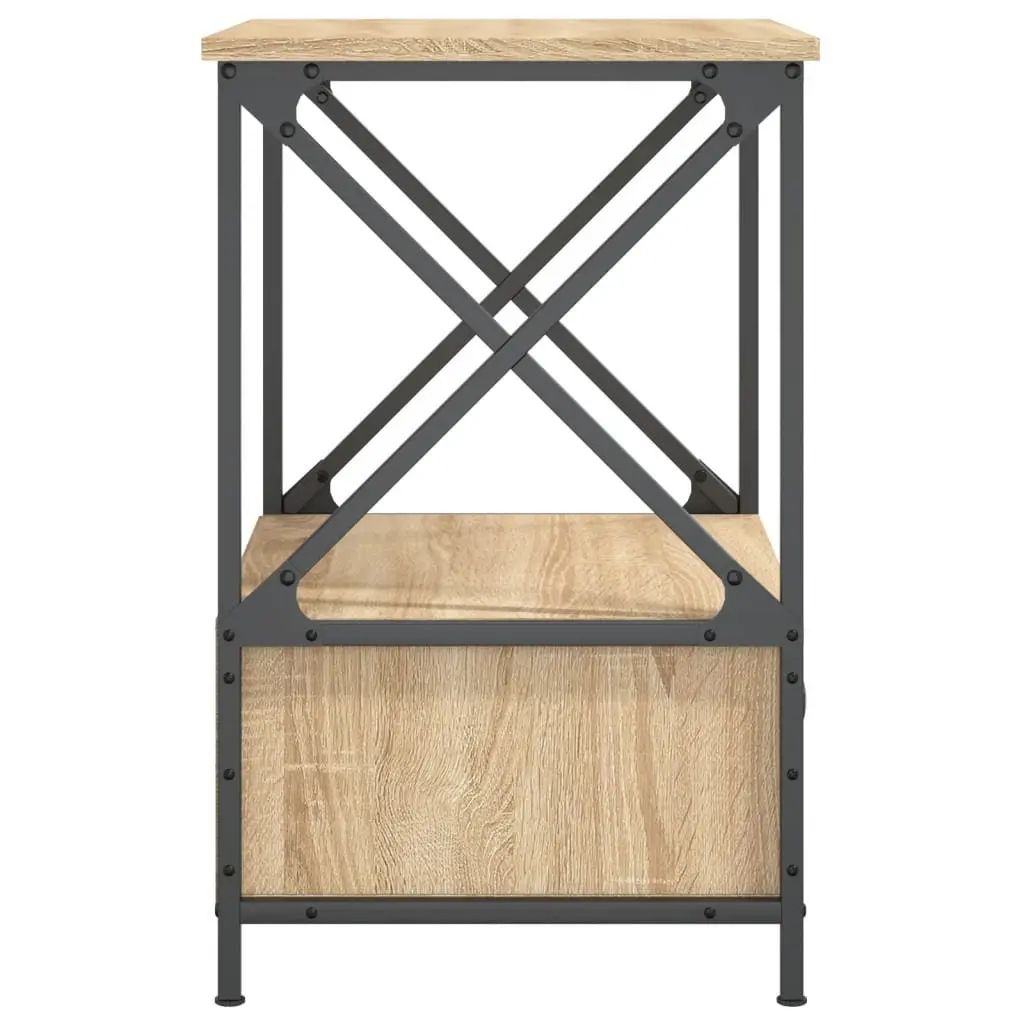 Bedside Tables Engineered Wood Iron Frame 50x41x65 cm Brown 2 pcs