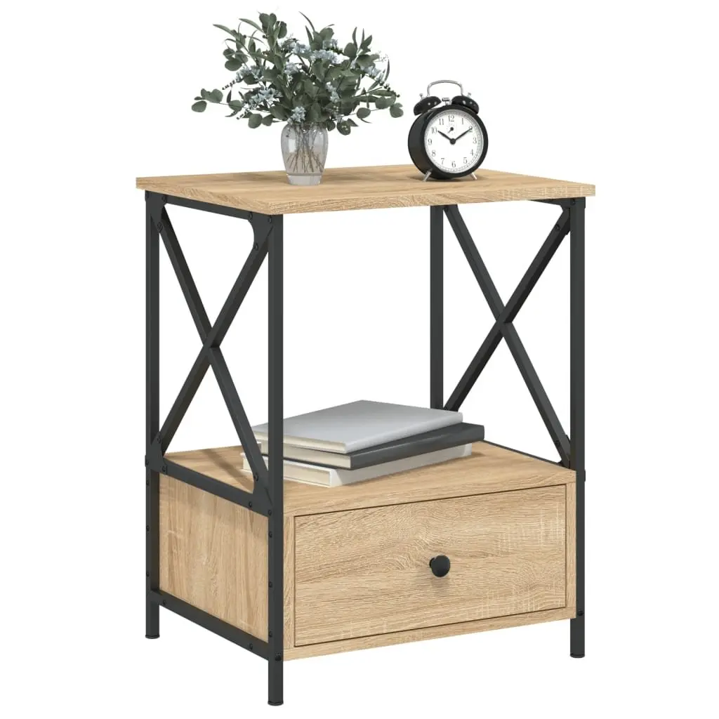 Bedside Tables Engineered Wood Iron Frame 50x41x65 cm Brown 2 pcs