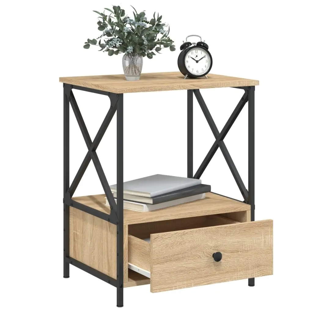 Bedside Tables Engineered Wood Iron Frame 50x41x65 cm Brown 2 pcs