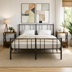 Set of 2 Industrial Style Brown Bedside Tables