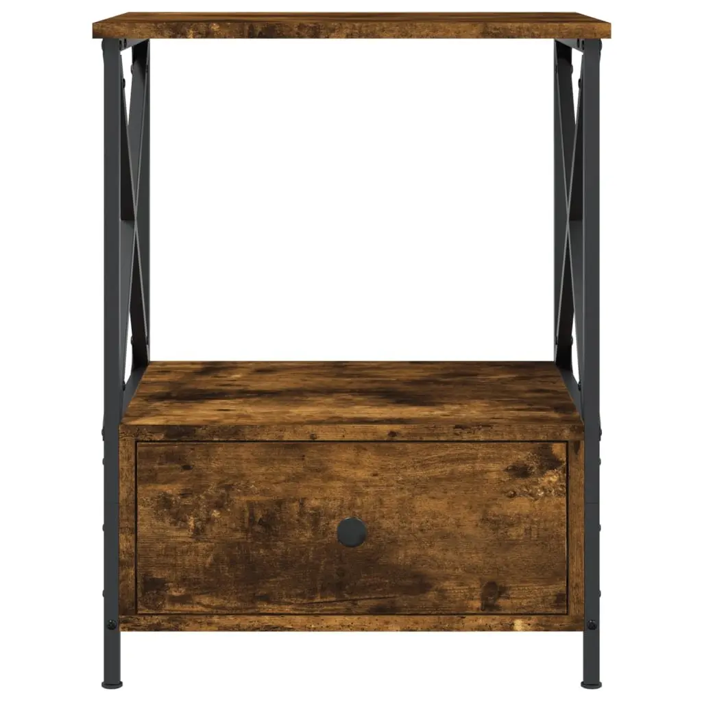 Bedside Tables Engineered Wood Iron 50x41x65 cm Brown 2 Piece