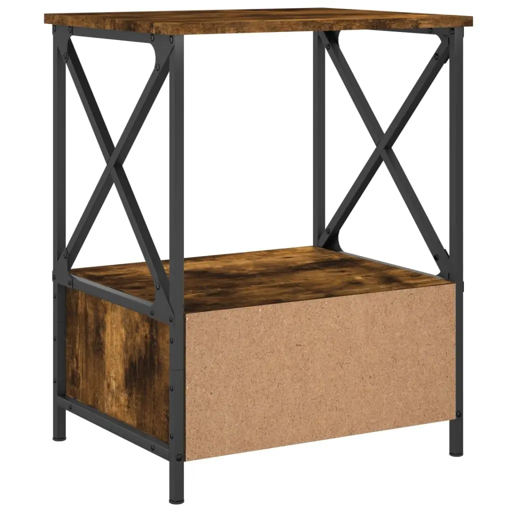 Bedside Tables Engineered Wood Iron 50x41x65 cm Brown 2 Piece