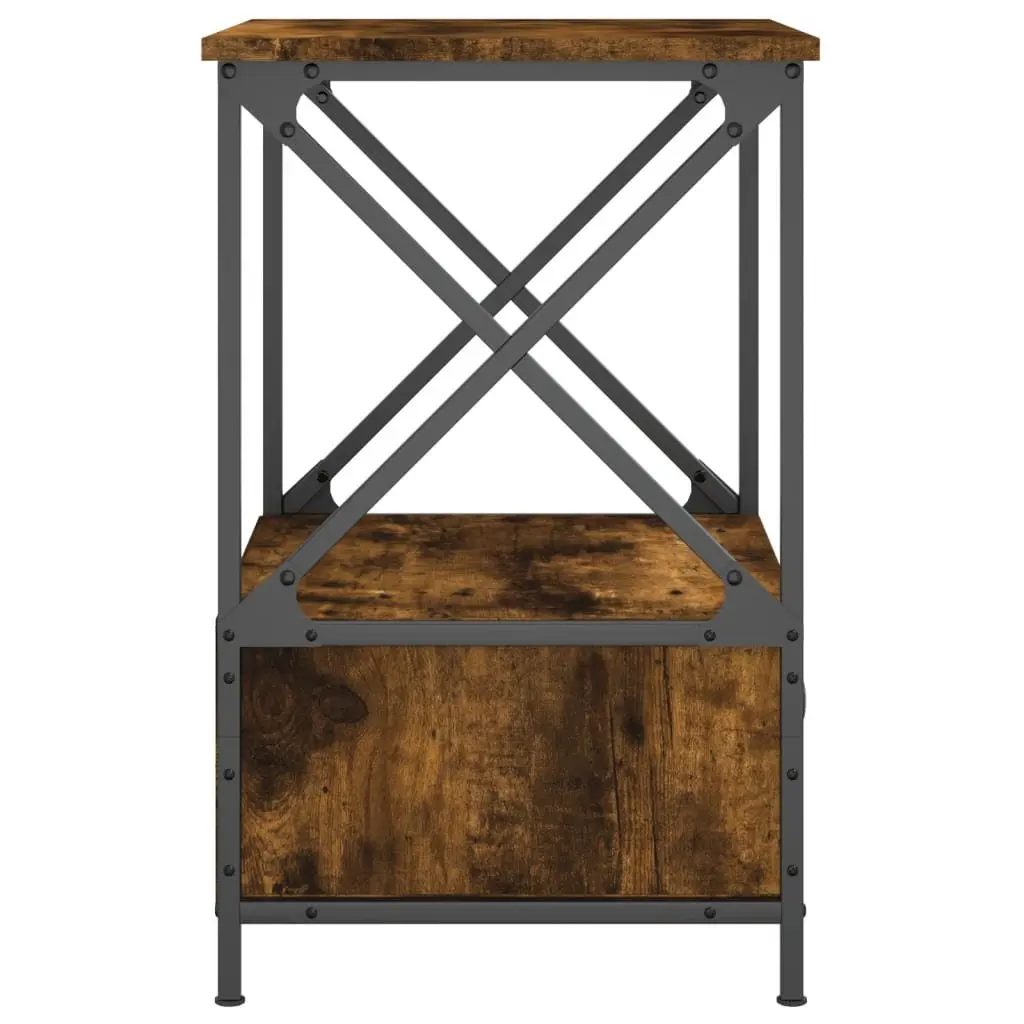 Bedside Tables Engineered Wood Iron 50x41x65 cm Brown 2 Piece
