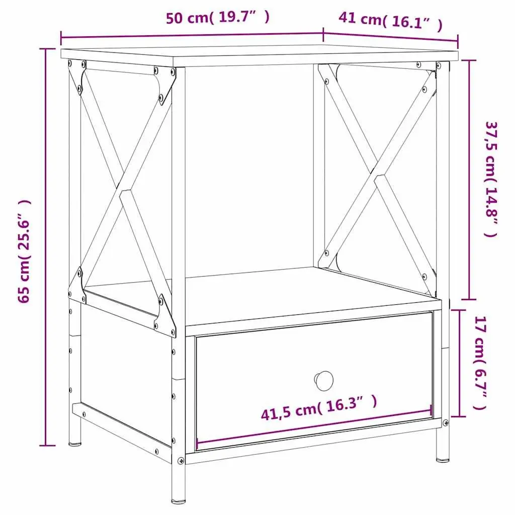 Bedside Tables 2 pcs Grey Sonoma 50x41x65 cm Engineered Wood Nightstand