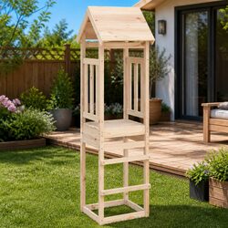 Solid Pine Wooden Play Tower 52.5x46.5x206.5cm