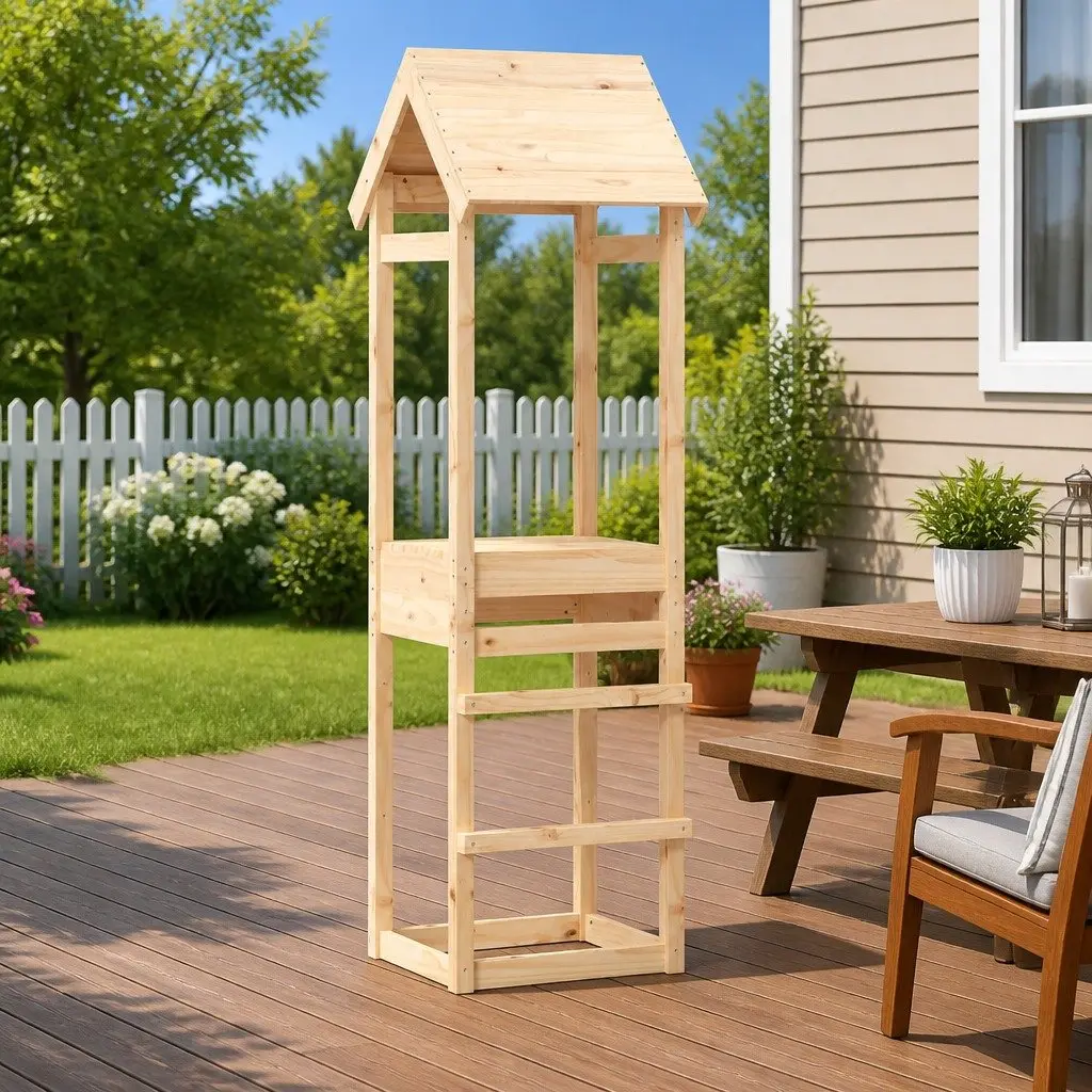 Solid Pine Wooden Play Tower 53x46.5x194 cm
