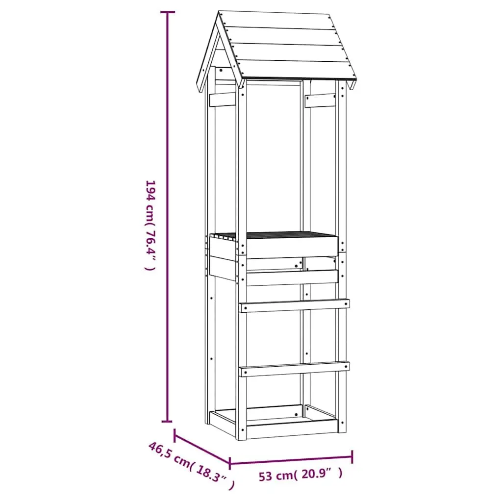 Solid Pine Wooden Play Tower 53x46.5x194 cm