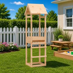Durable Wooden Play Tower 53x46.5x194cm for Outdoor Fun