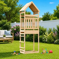 Sturdy Wooden Outdoor Play Tower for Kids