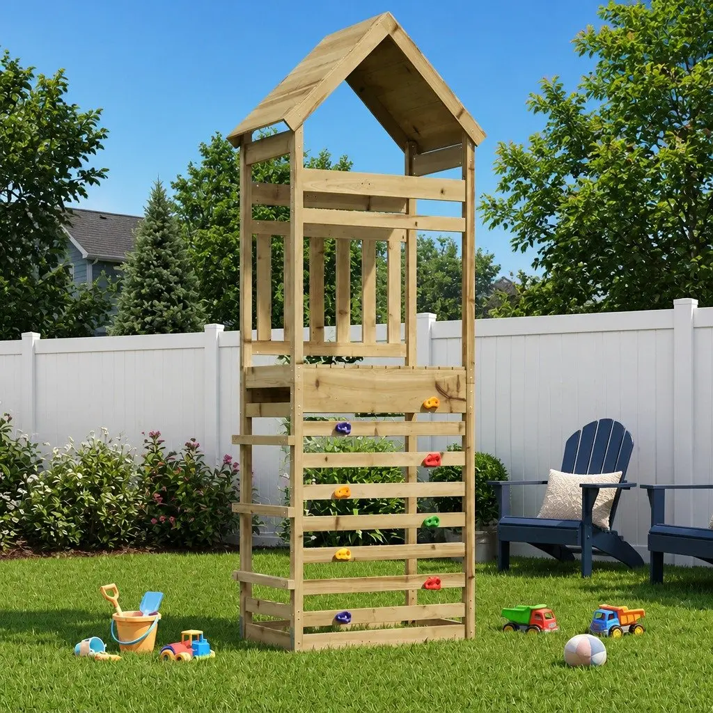 Solid Wood Climbing Slide Tower for Outdoor Play