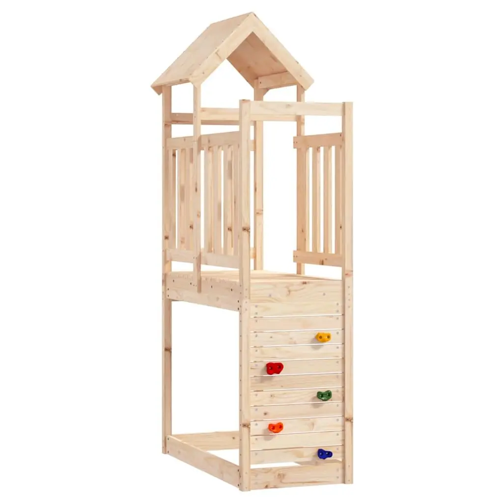 Wooden Play Tower with Rockwall 53x110.5x214 cm