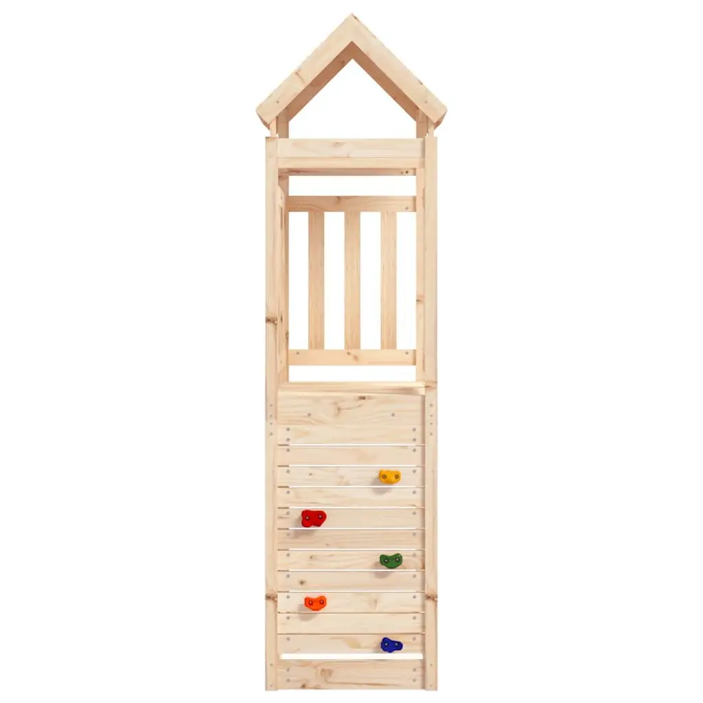 Wooden Play Tower with Rockwall 53x110.5x214 cm