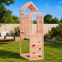 Sturdy Wooden Play Tower with Rockwall for Active Kids