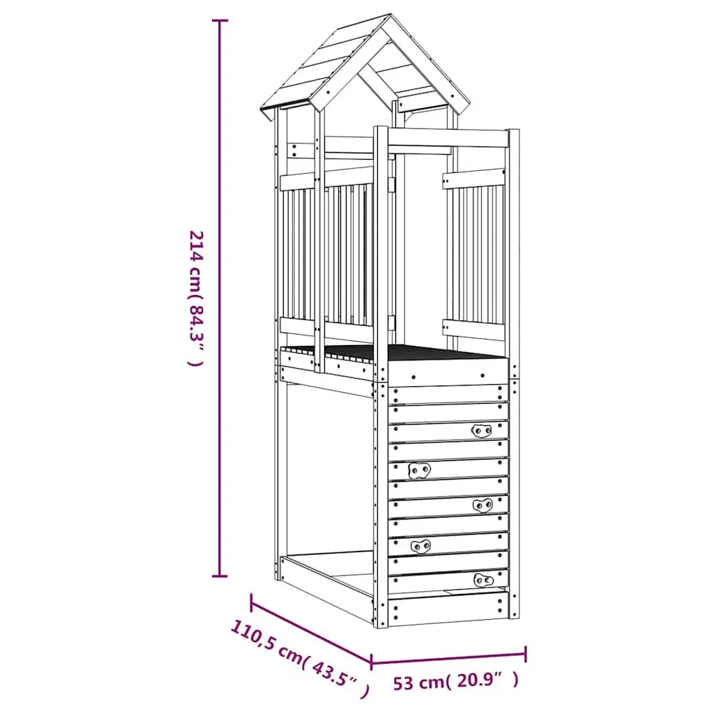 Wooden Play Tower Solid Douglas Wood 53 x 110.5 x 214 cm Brown