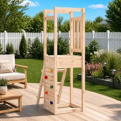 Durable Wooden Outdoor Playset with Rockwall Ladder