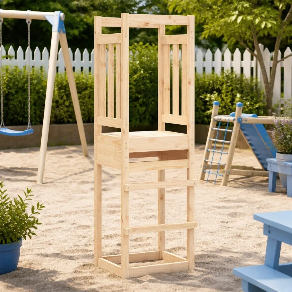 Solid Wood Pine Play Tower for Outdoor Fun