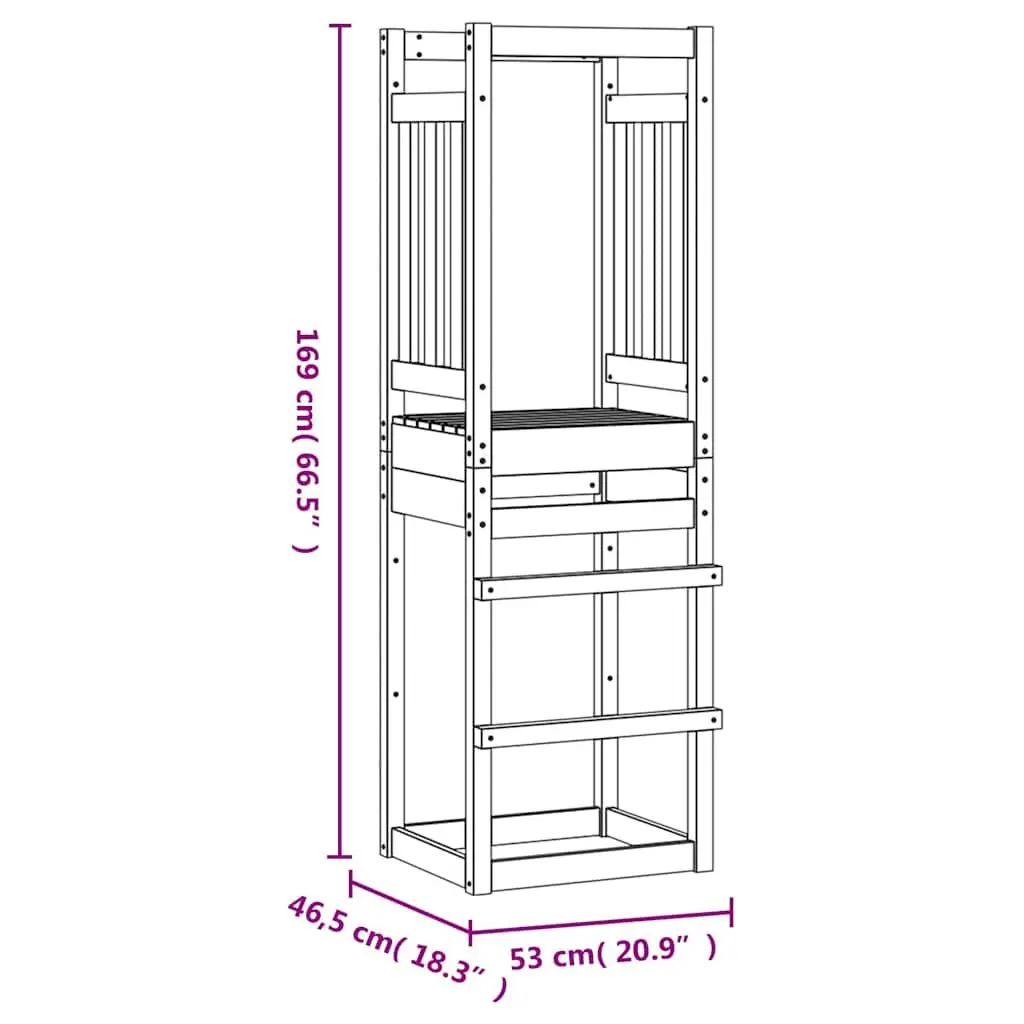 Solid Wood Pine Play Tower for Outdoor Fun