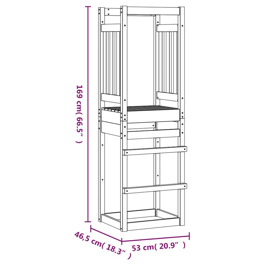 Wooden Play Tower Solid Douglas Wood 53x46.5x169cm Brown