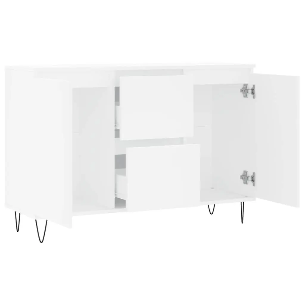 White Sideboard Buffet with Iron Legs 101.5x35x70 cm