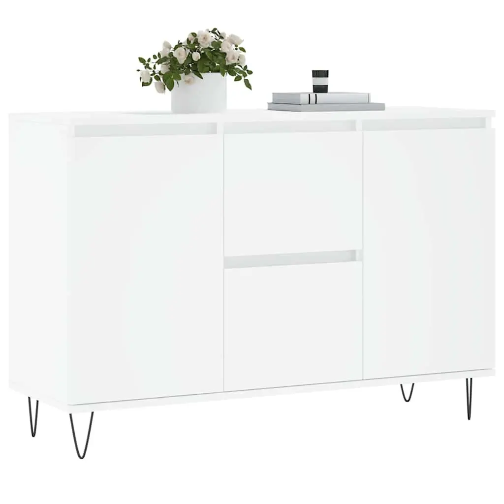 White Sideboard Buffet with Iron Legs 101.5x35x70 cm