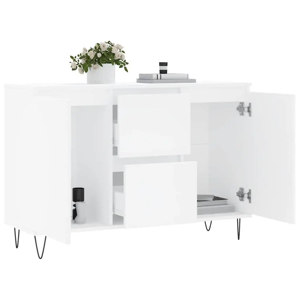 White Sideboard Buffet with Iron Legs 101.5x35x70 cm