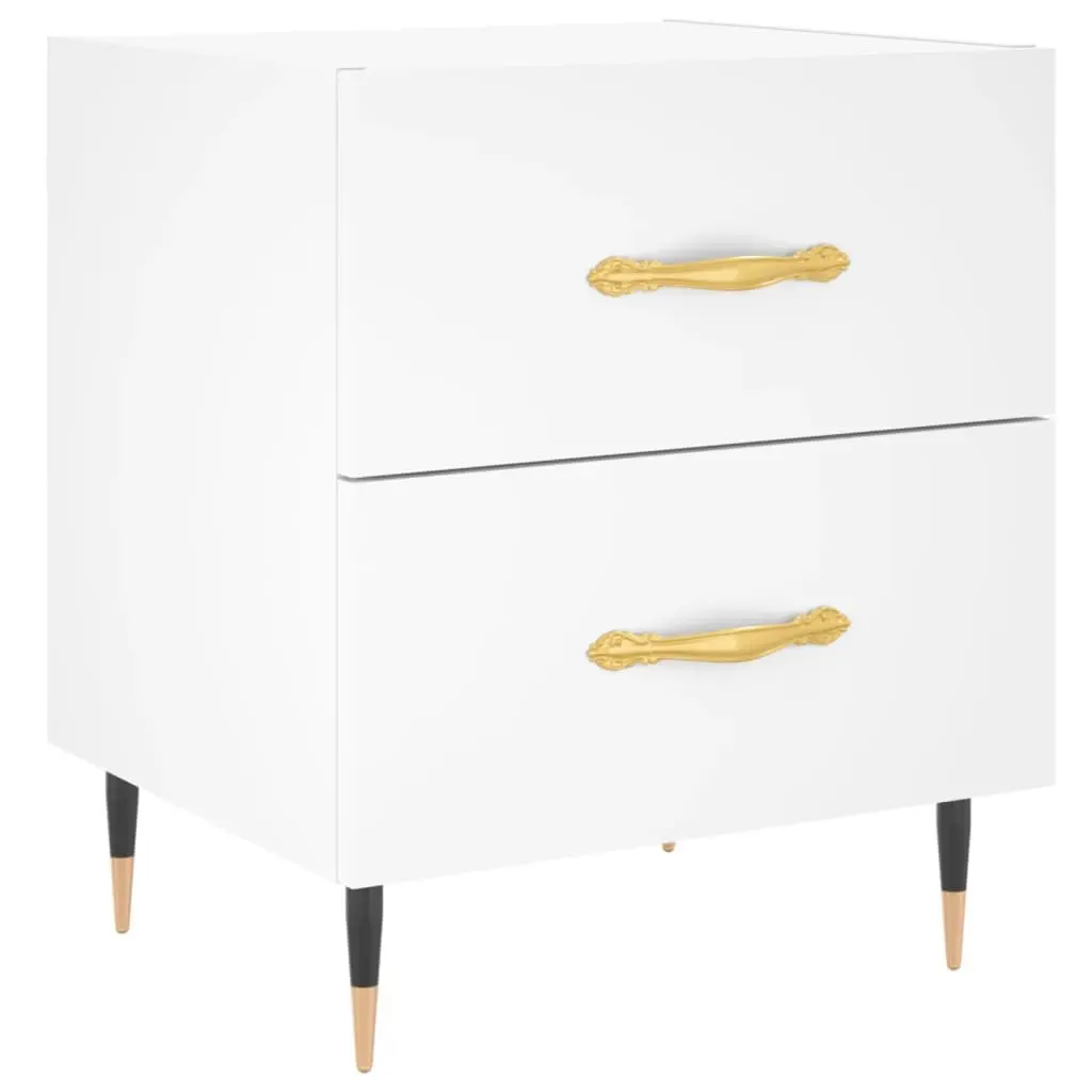 White Bedside Cabinet with Durable Drawers