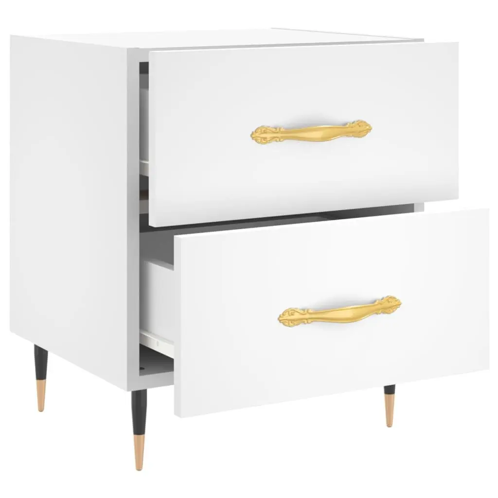 White Bedside Cabinet with Durable Drawers