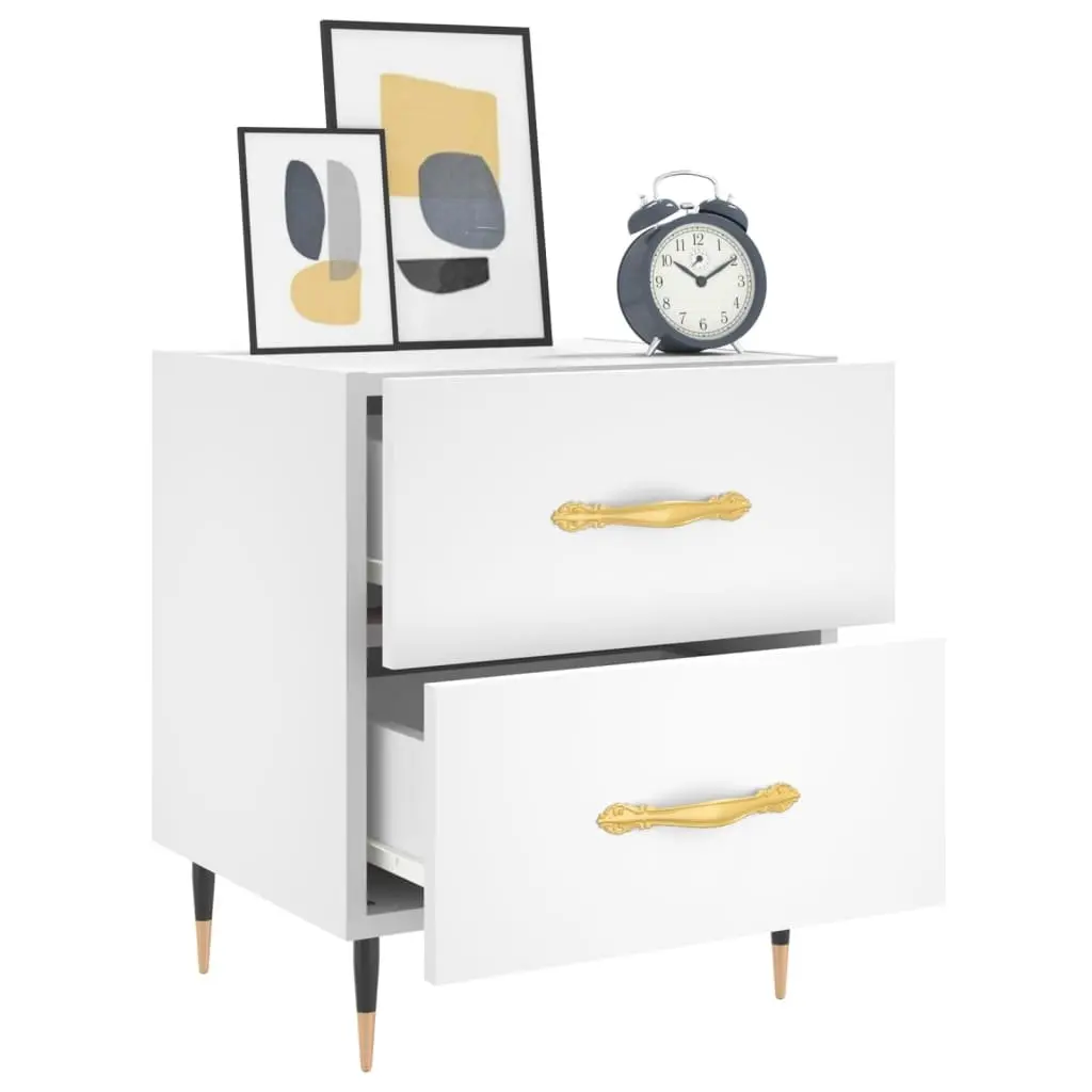 White Bedside Cabinet with Durable Drawers