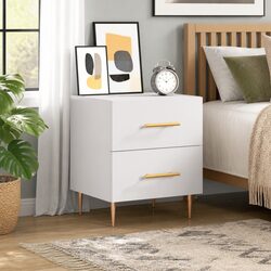 Bedside Cabinet White Engineered Wood Nightstand Bedroom Storage Table