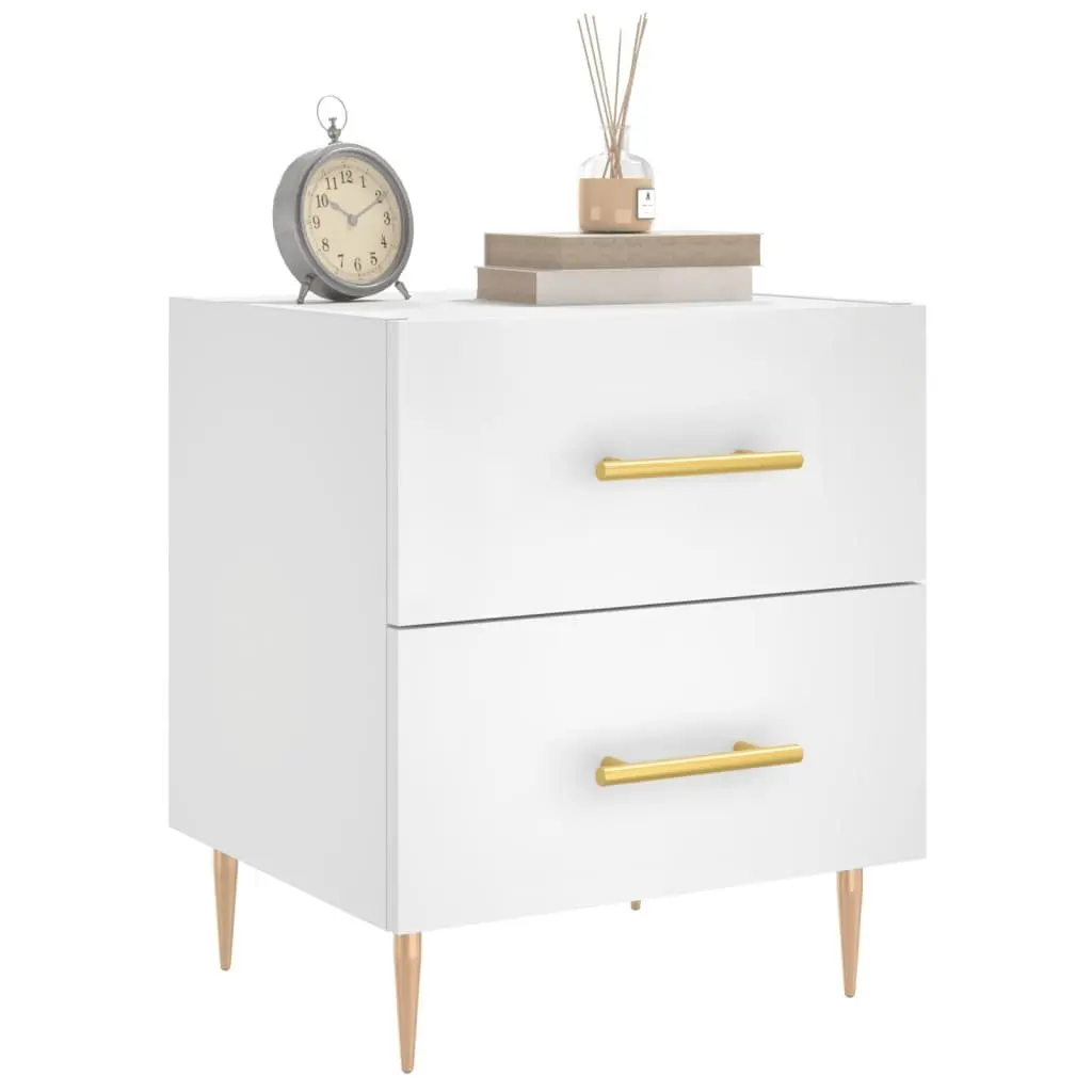 White Engineered Wood Bedside Cabinet