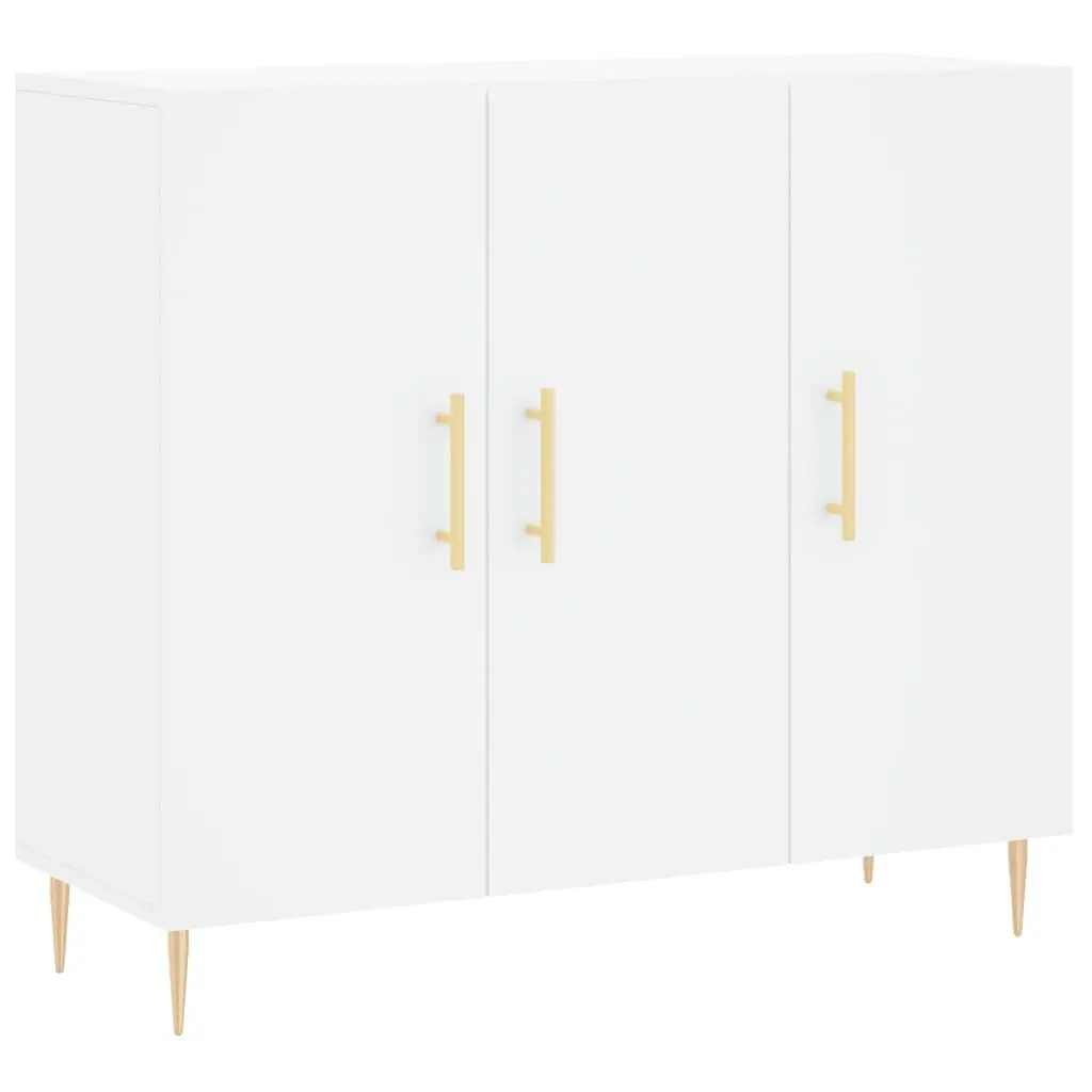 White Sideboard 90x34x80 cm with Metal Legs