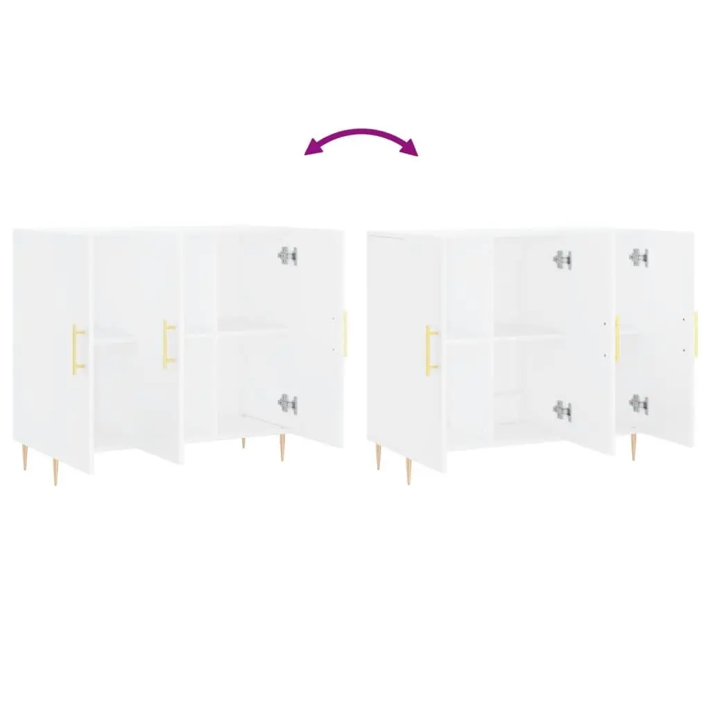 White Sideboard 90x34x80 cm with Metal Legs