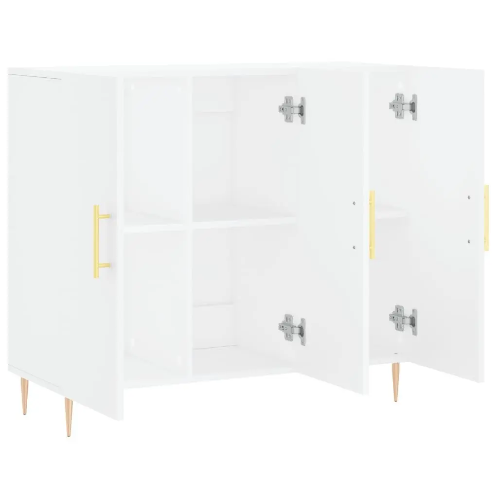 White Sideboard 90x34x80 cm with Metal Legs