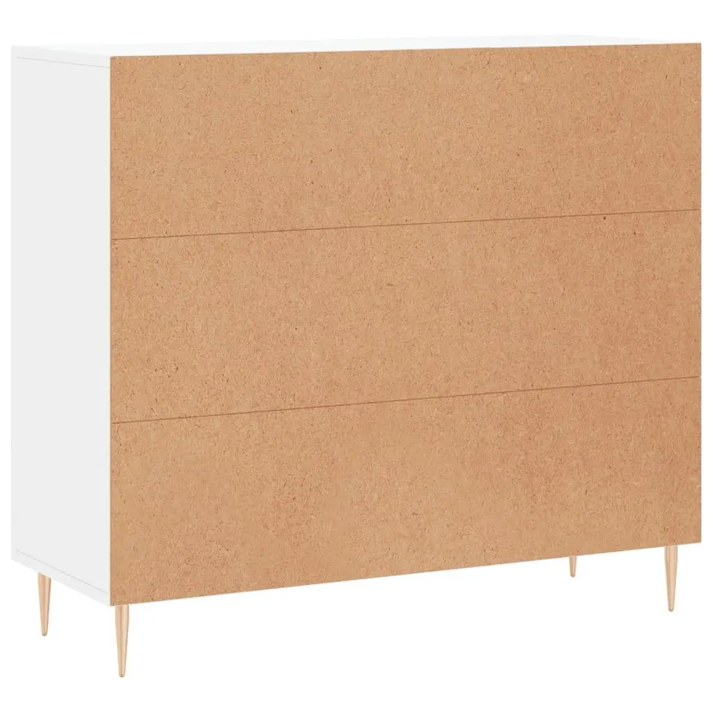 White Sideboard 90x34x80 cm with Metal Legs