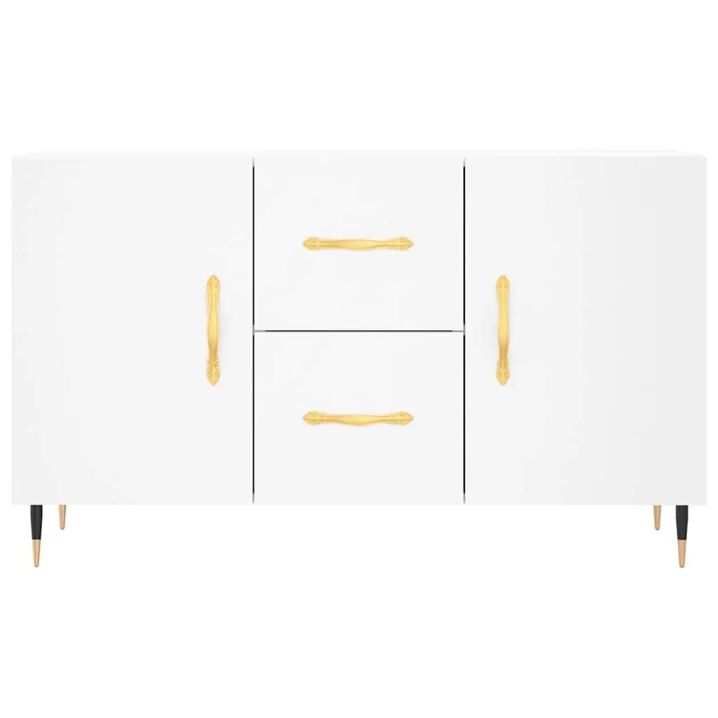 White Engineered Wood Sideboard with Metal Legs