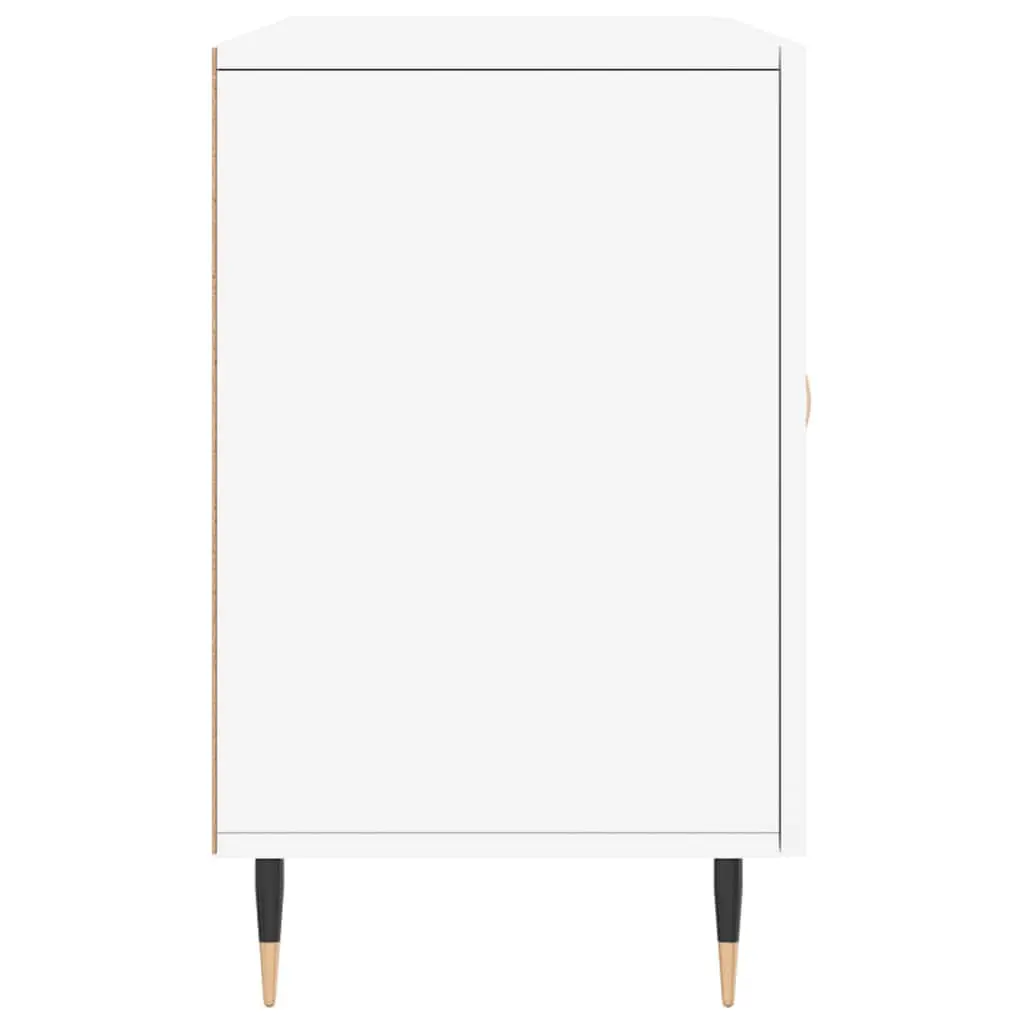 White Engineered Wood Sideboard with Metal Legs