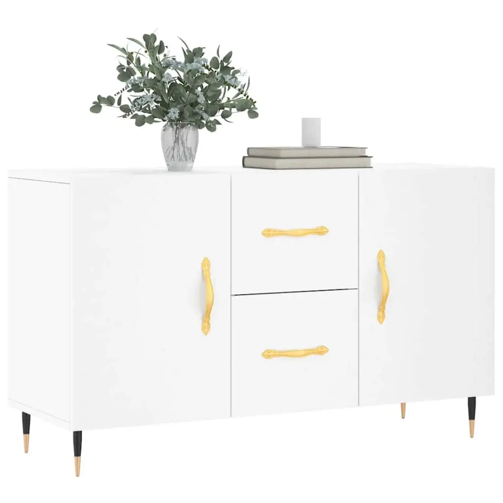 White Engineered Wood Sideboard with Metal Legs