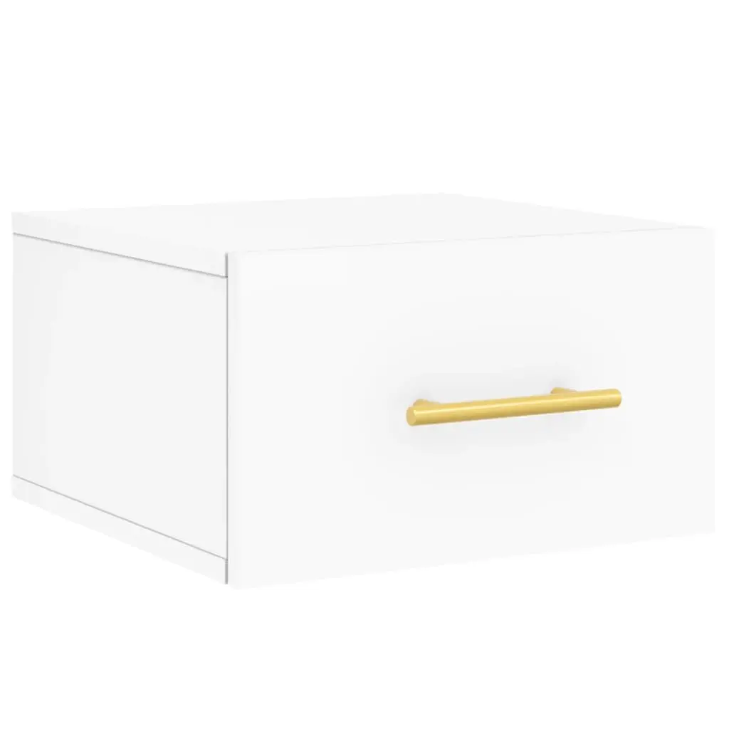 White Floating Nightstand with Storage