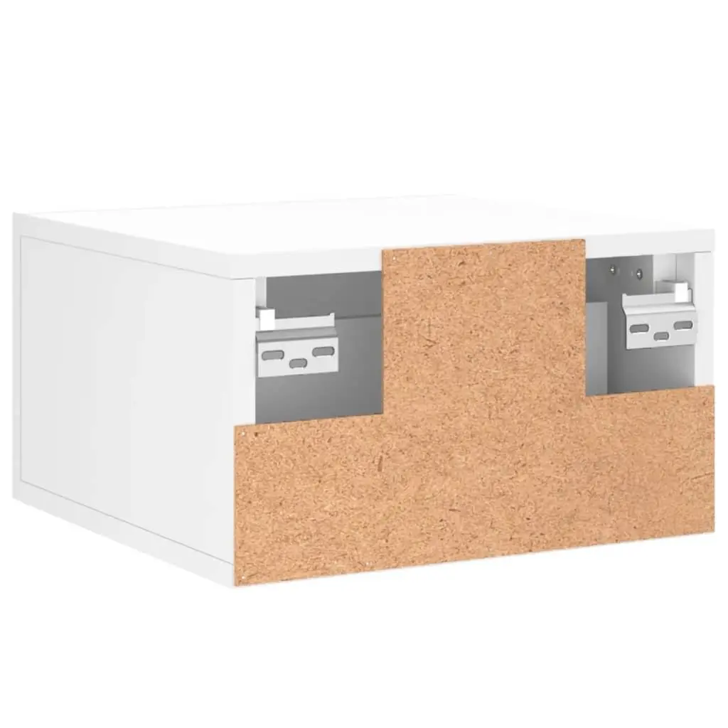 White Floating Nightstand with Storage