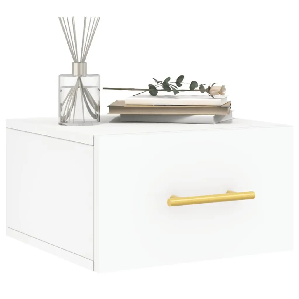 White Floating Nightstand with Storage