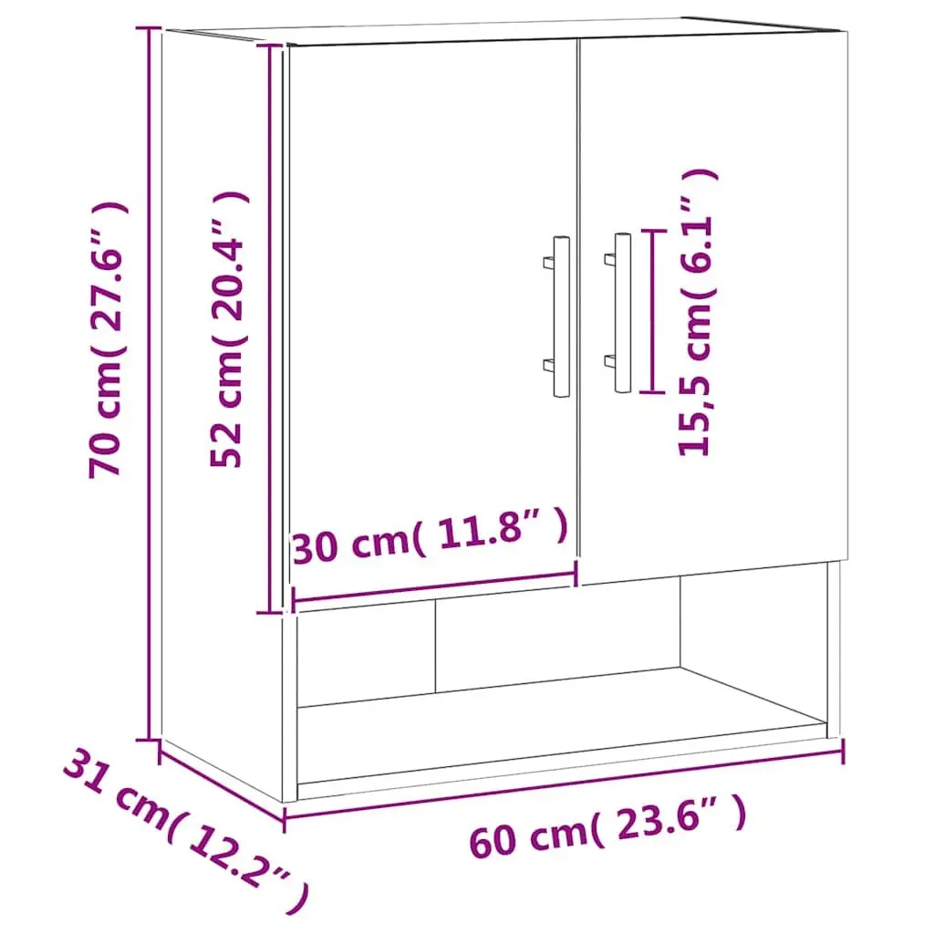 Wall Mounted Storage Cabinet Engineered Wood Brown 60x31x70 cm Sonoma Oak