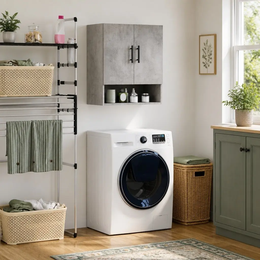 Grey Wall Storage Cabinet 60x31x70 cm