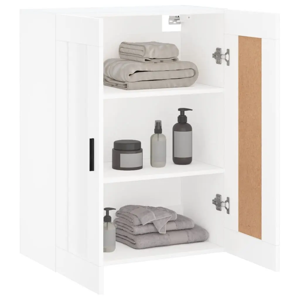 White Wall Mounted Storage Cabinet with 3 Compartments